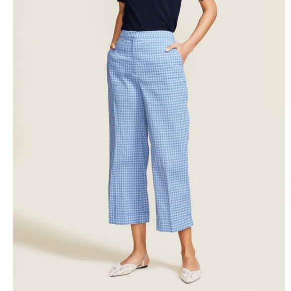 Lela Rose Pants - Pearl Lela Rose stretch seersucker casey pants, blue gingham, nwt